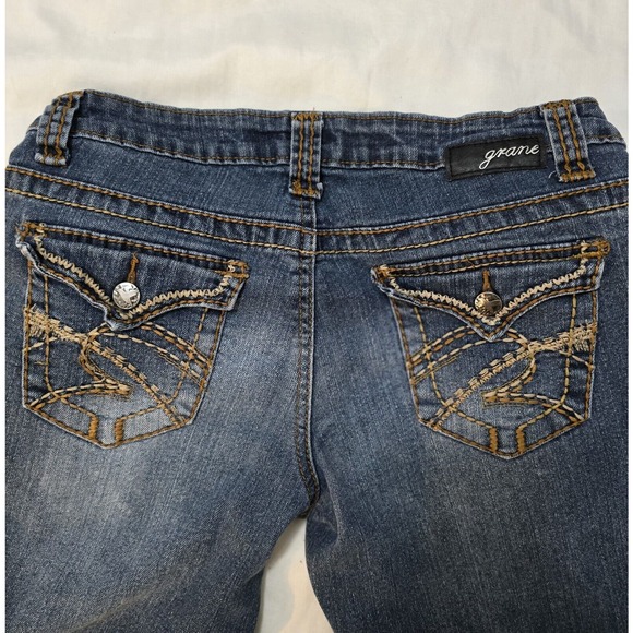 Grane Jeans Size 7 Darcy Super Low Rise Skinny Retro Y2K Distressed Wash - Picture 3 of 6